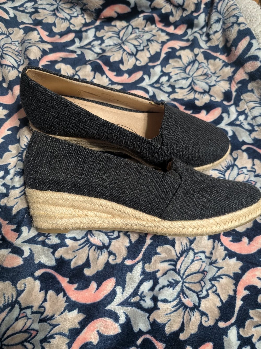 LifeStride Navy Blue Canvas Wedge Espadrille Slip-On - Women
